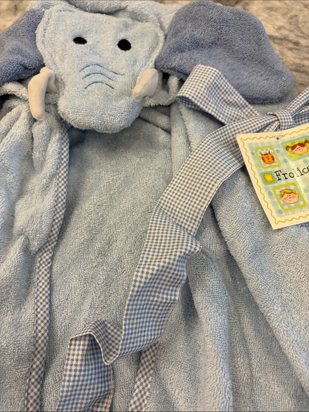 Baby/Toddler Light Blue Hooded Elephant Towel Cape